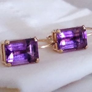 14K 2CTW Amethyst Hoop Earrings